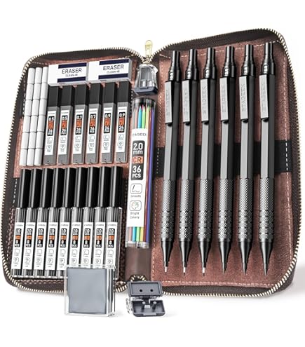 Amazon.co.jp: STAGEEK シャープペンシルセット レザーケース 金属製図